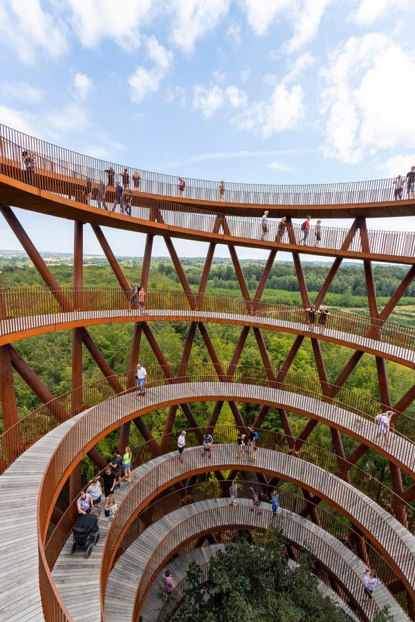 Ronnede. Denmark. July 27th. 2019 Camp Adventure Tower. Observation tower in the forest. Sightseeing. Travel. Tourism