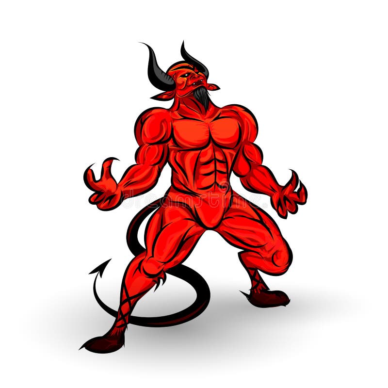 Red devil character design on white background. Red devil character design on white background