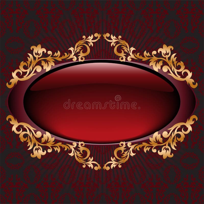 Glossy dark red vignette with gilded ornament. Glossy dark red vignette with gilded ornament