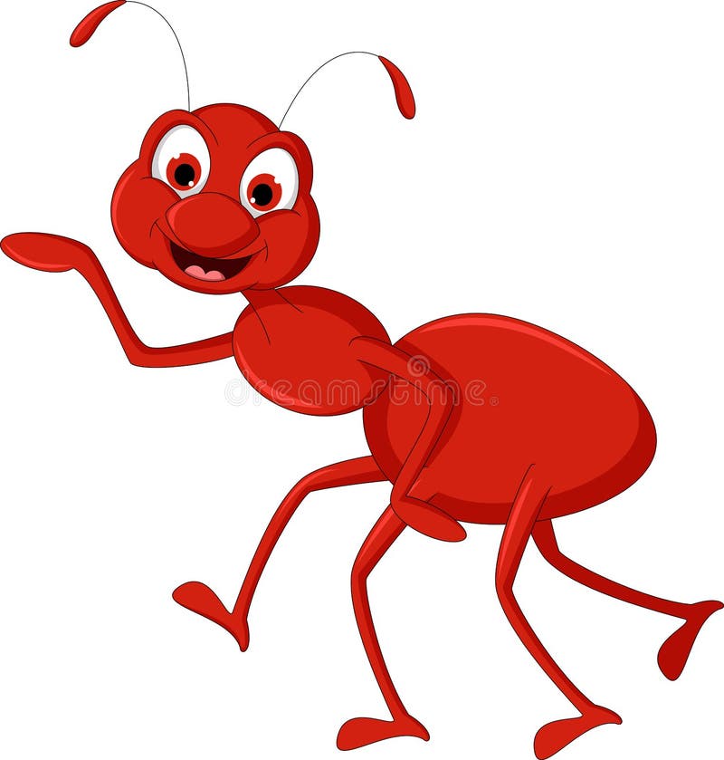Rood mierenbeeldverhaal die voor u ontwerp voorstellen