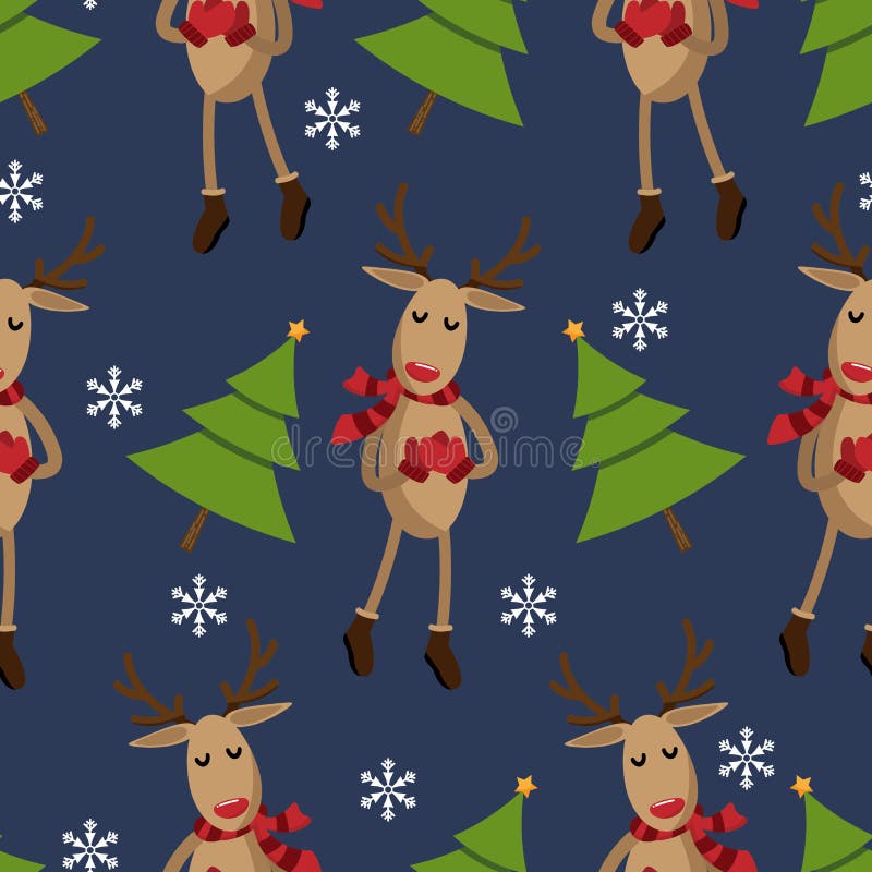 Rood neusrendier in de winterdouane met Kerstboom naadloos patroon vector illustratie Rood neusrendier in de winterdouane met Kerstboom naadloos patroon vector illustratie
