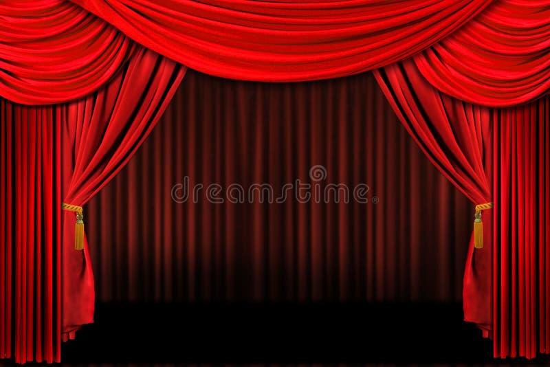 Rood op het Gordijn van het Theater van het Stadium vector illustratie Rood op het Gordijn van het Theater van het Stadium vector illustratie