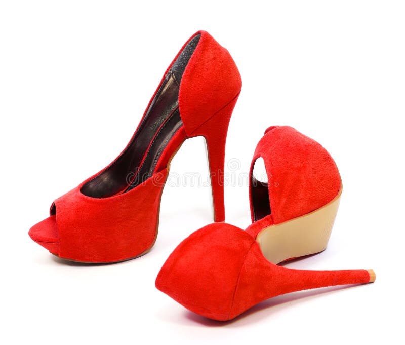 Rood paar hoge hielenschoenen stock foto Rood paar hoge hielenschoenen stock foto