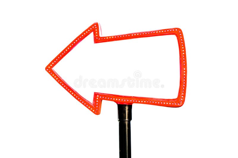 Rood pijlteken met de rand van exemplaar ruimte en gloeilampen stock foto Rood pijlteken met de rand van exemplaar ruimte en gloeilampen stock foto