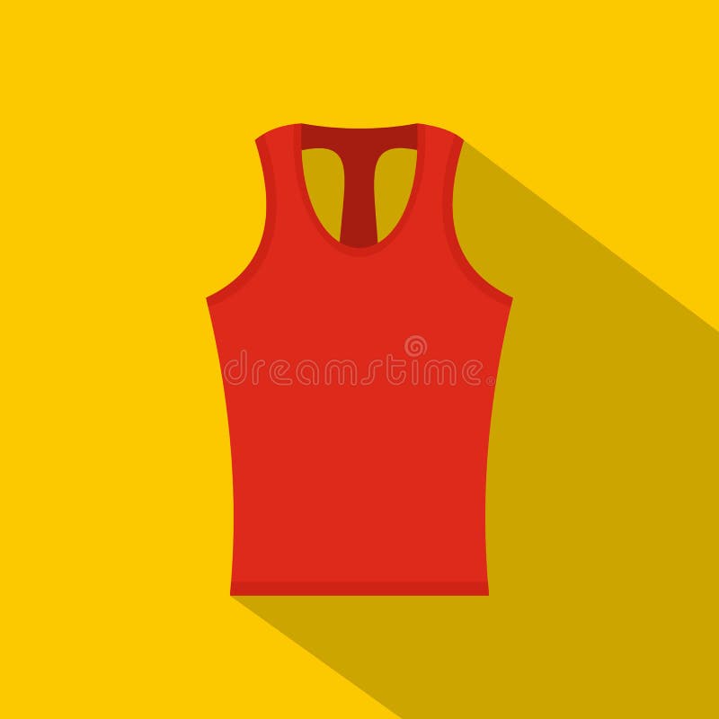 Rood sleeveless overhemdspictogram, vlakke stijl vector illustratie Rood sleeveless overhemdspictogram, vlakke stijl vector illustratie