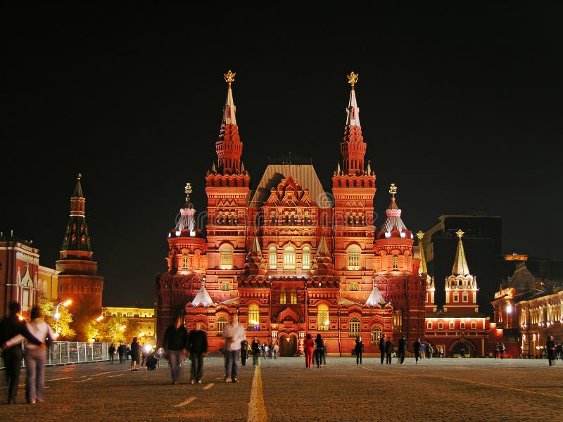 Rood Vierkant bij nacht, Moskou, Rusland stock afbeeldingen Rood Vierkant bij nacht, Moskou, Rusland stock afbeeldingen