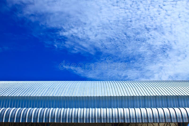 roof aluminium factory on blue sky royalty free stock photo