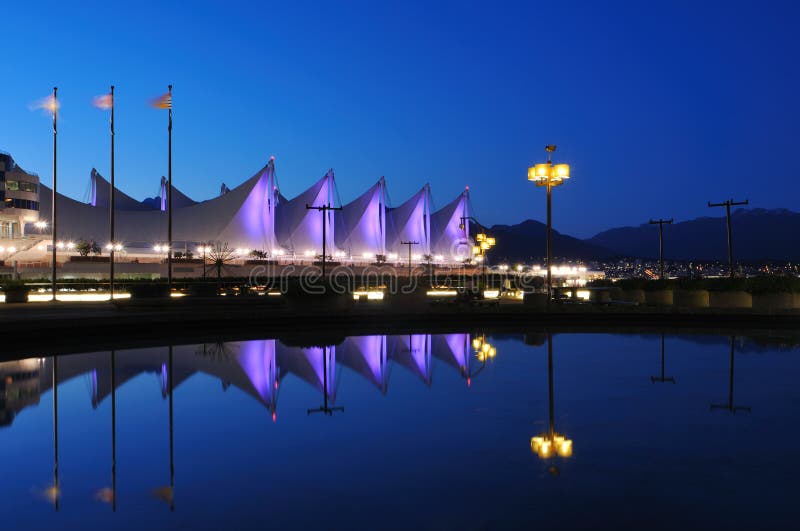 The roof of Canada place at night, vancouver royalty free stock photos The roof of Canada place at night, vancouver royalty free stock photos