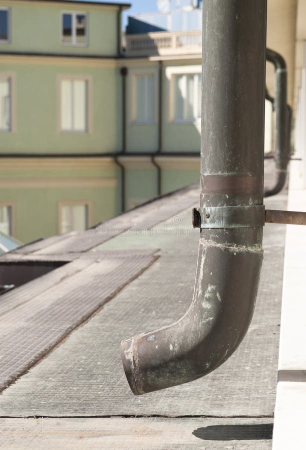 Roof gutter stock photo
