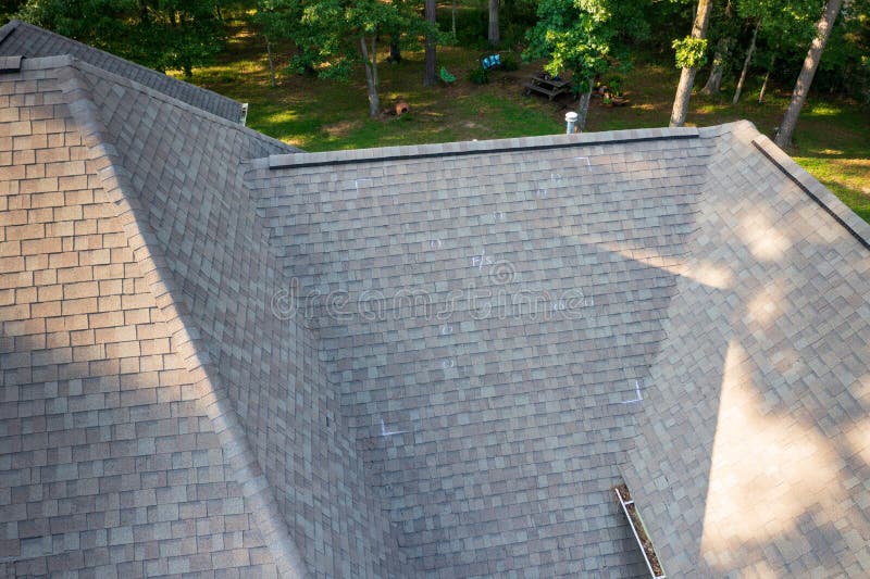 Roof with Hail Damage and Markings from Inspection Stock Photo Image