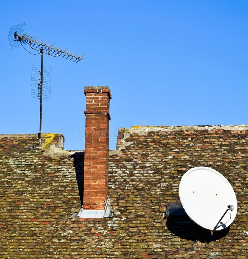 Roof of a House with Antennas Stock Photo Image of aerial