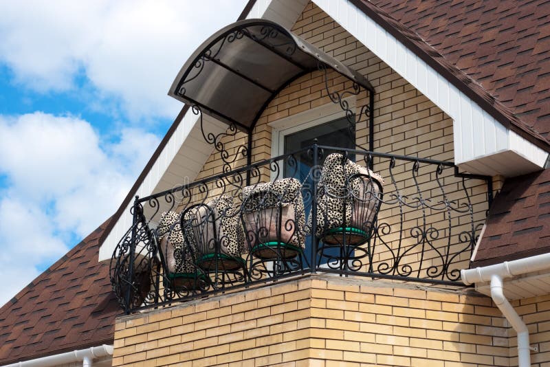 Roof of house and balcony stock photo. Image of summer 14841426