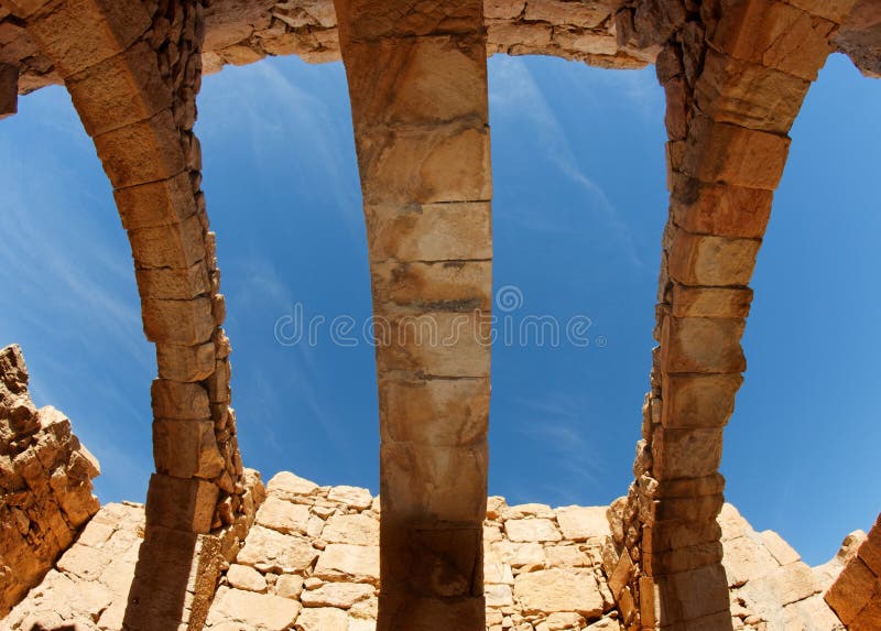 Roof of ruined ancient building stock images