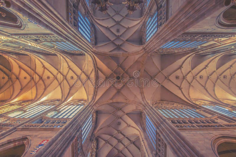 Roof of the St.Vitus Cathedral in Prague royalty free stock photo Roof of the St.Vitus Cathedral in Prague royalty free stock photo