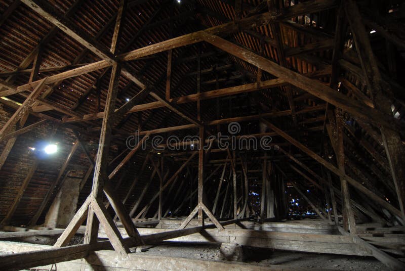 Old timber structure, the roof of a historical building. Old timber structure, the roof of a historical building