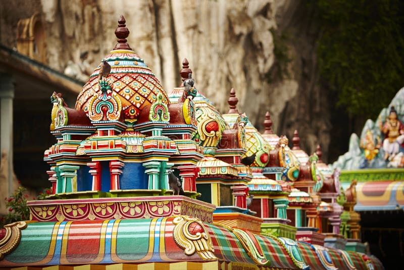 Roof structure of a temple in Batu Caves, Malaysia where the festive of Thaipusam is held as a tribute to Lord Murugan. Roof structure of a temple in Batu Caves, Malaysia where the festive of Thaipusam is held as a tribute to Lord Murugan