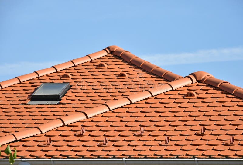 Roof tiles of a house stock photos