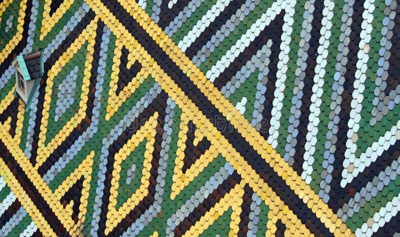 Roof with tiles in majolica of the Cathedral of St. Stephen royalty free stock images Roof with tiles in majolica of the Cathedral of St. Stephen royalty free stock images