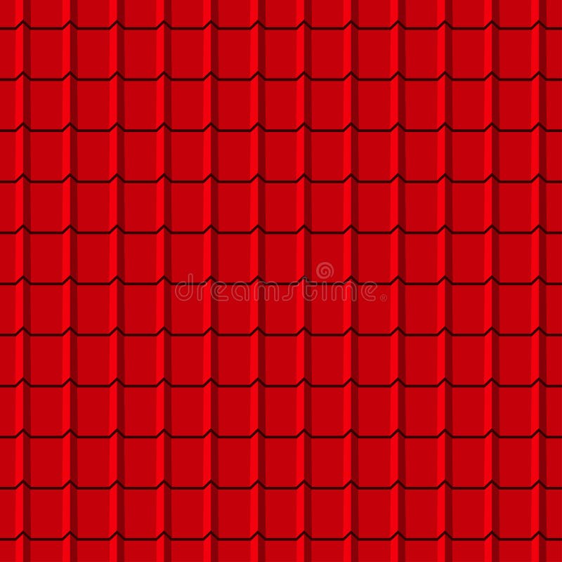 Roof tiles seamless pattern. Red shingles profiles background. Vector.