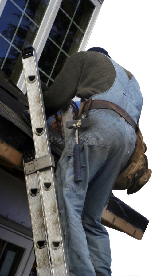 Roofer on the ladder