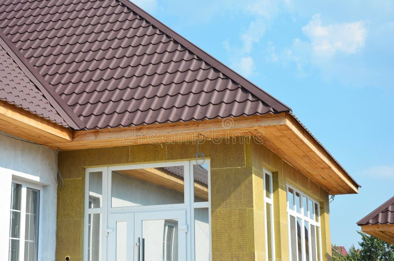 Roofing house and insulation detail. Soffit and Fascia installation.