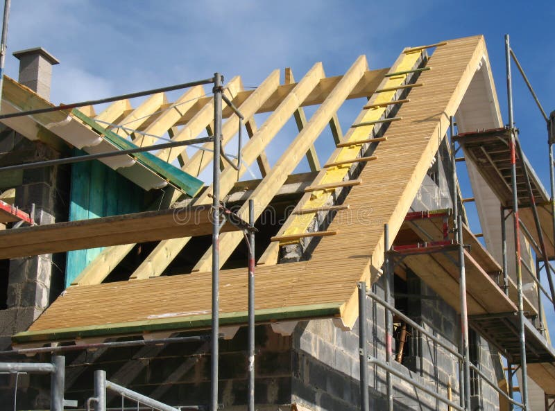 Roofing work at a shell