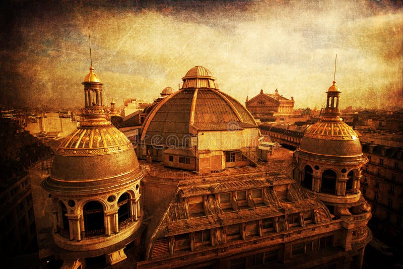 Roofs of historical buildings with vintage style texture