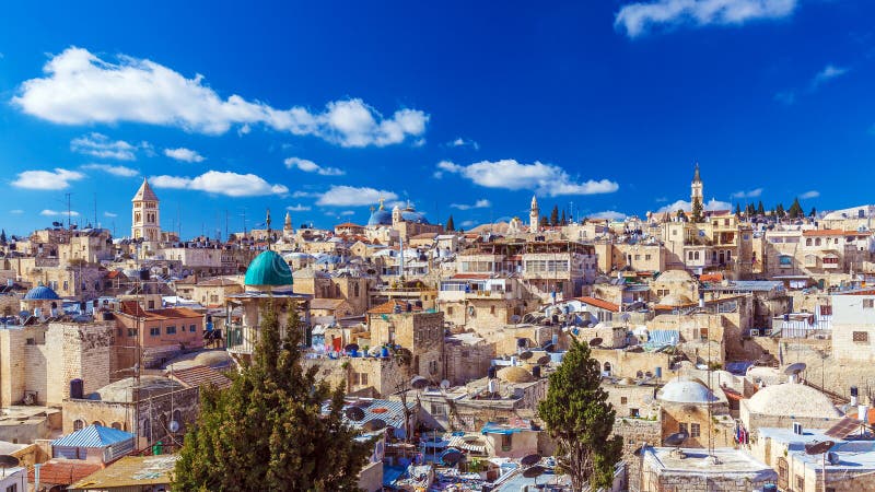 Roofs of Old City with Holy Sepulcher Church Dome, Jerusalem