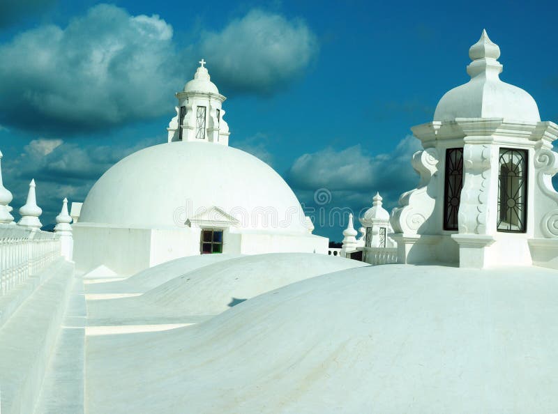 Rooftop domes Cathedral Leon Nicaragua Central America royalty free stock photo