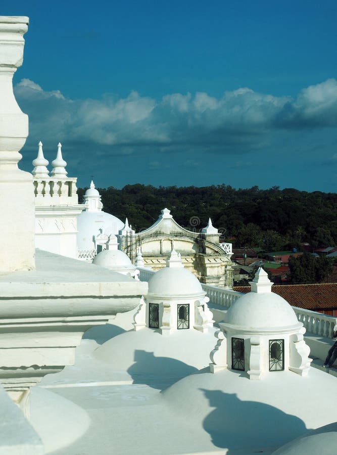 Rooftop domes Cathedral Leon Nicaragua Central America stock photos