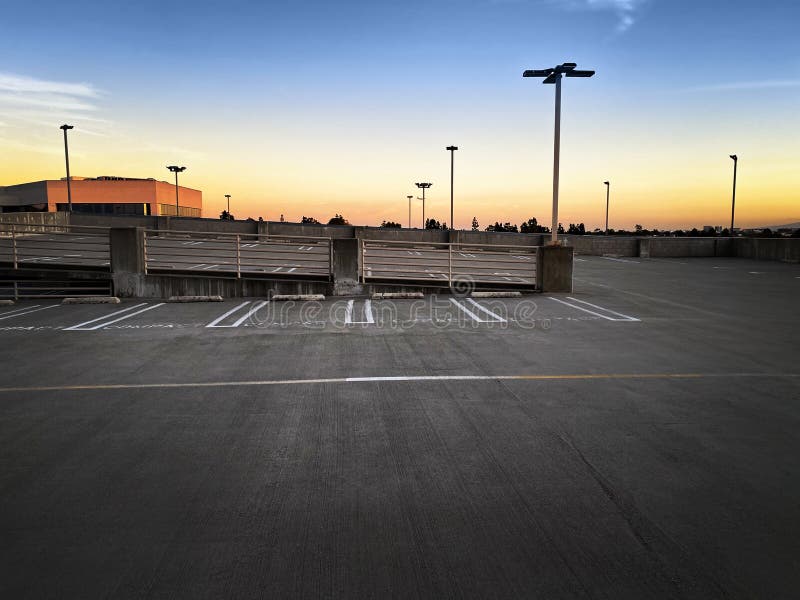 A Rooftop Parking Garage at Sunset Stock Image Image of clear, park