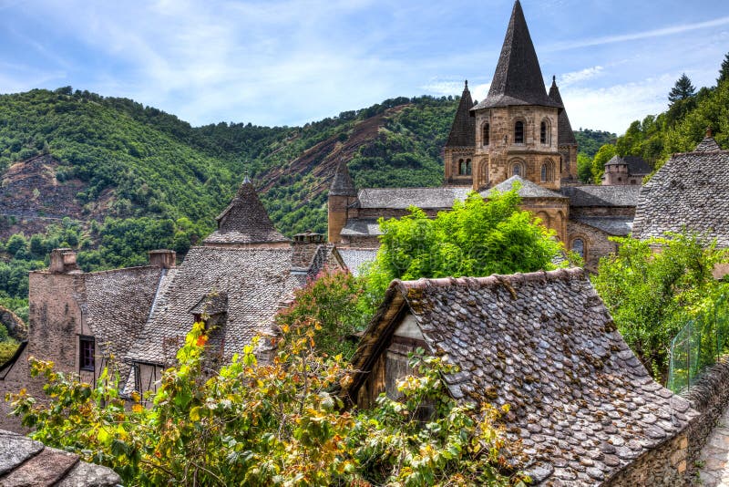 Rooftop view of the buildings of Conques France