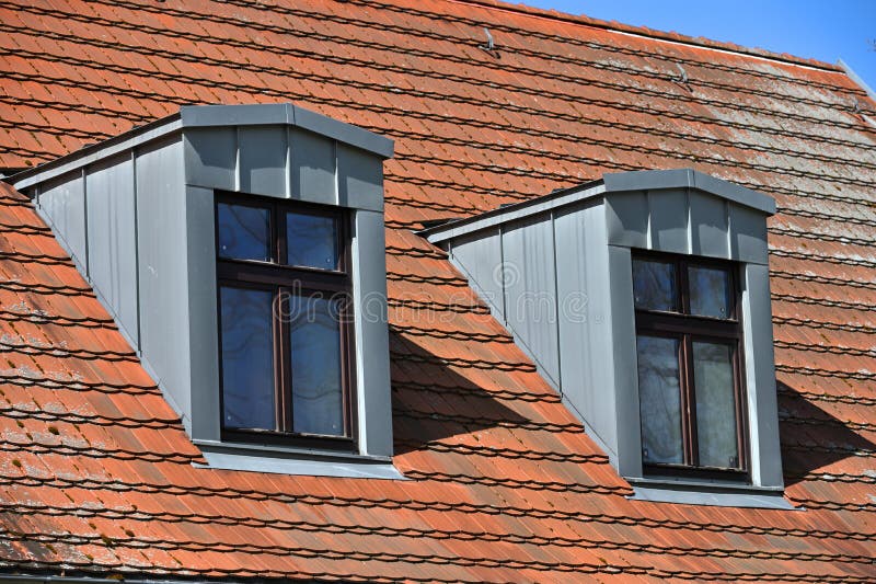 Roof top windows stock photo. Image of shape, house 260195540