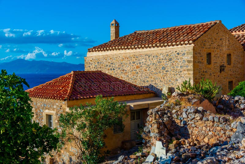 Rooftops of Greek Town Monemvasia Stock Image Image of monemvasia