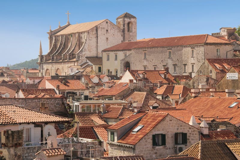 Rooftops. Jesuit Church of St. Ignatius. Dubrovnik. Croatia