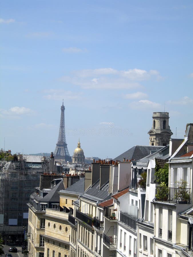 Rooftops Paris France latin quarter view Eiffel Tower