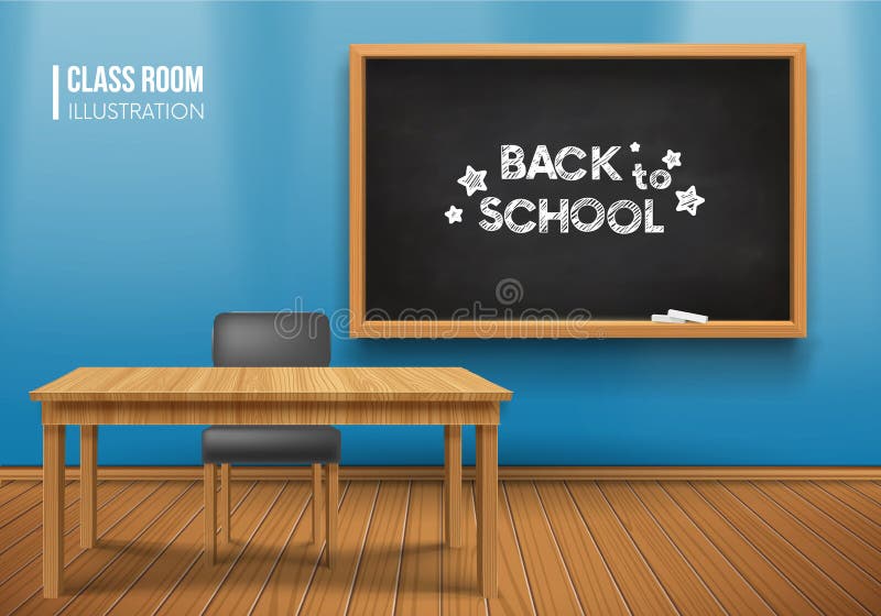 Room With A Blackboard On The Wall Writing Desk And Chair Teacher