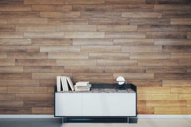 Room with Blank Decorative Wooden Wall Stock Illustration