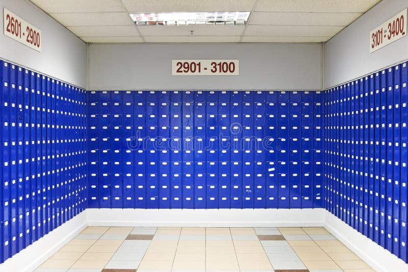 Room Of Blue Post Office Boxes Picture. Image 7738803