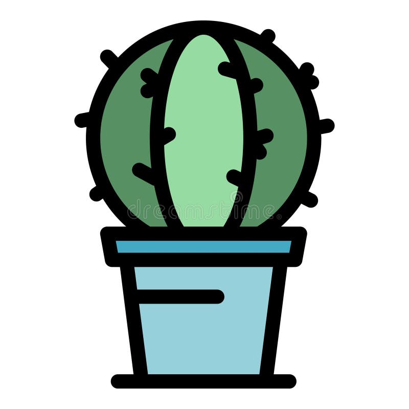 Room cactus pot icon vector flat stock illustration