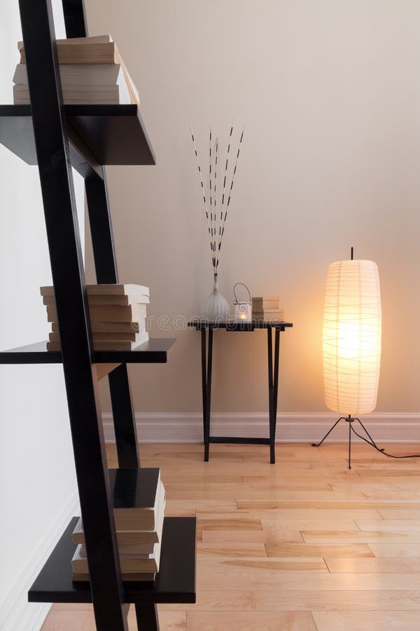 Room with Contemporary Decor and Bookshelf Stock Photo Image of