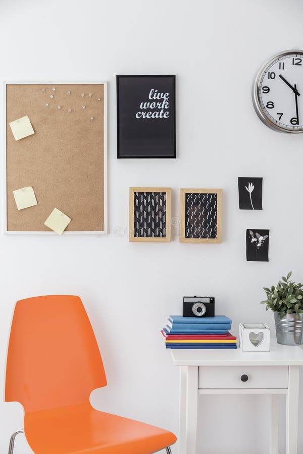 Vertical view of room of creative student