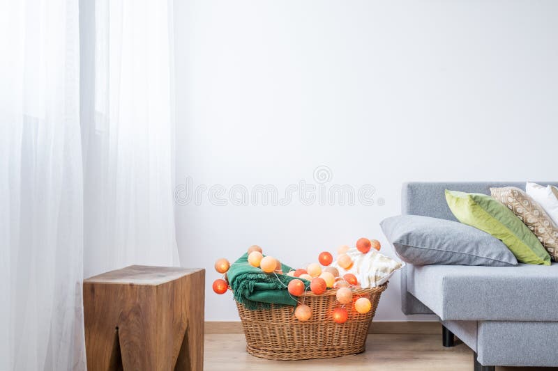 Room with Decorative Cotton Balls Stock Photo Image of side