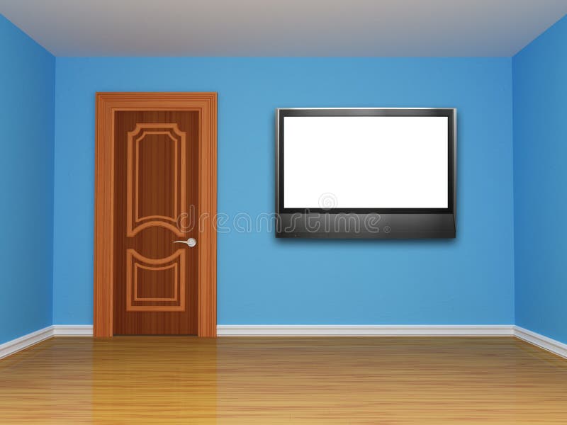 Room with door and LCD tv