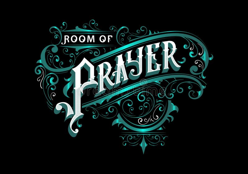 ROOM OF PRAYER lettering custom style design vector illustration