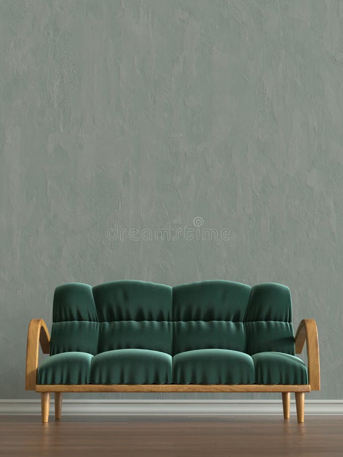 Room with sofa rendering stock illustration