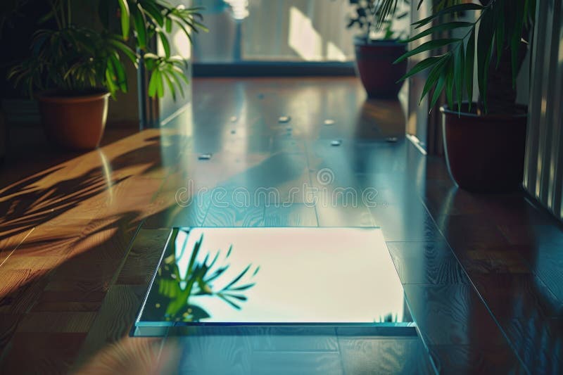 A room or space with a single light source in the middle, ideal for architectural or interior design concepts royalty free stock images