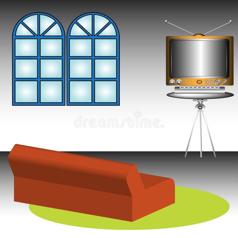 Room with TV and sofa vector illustration