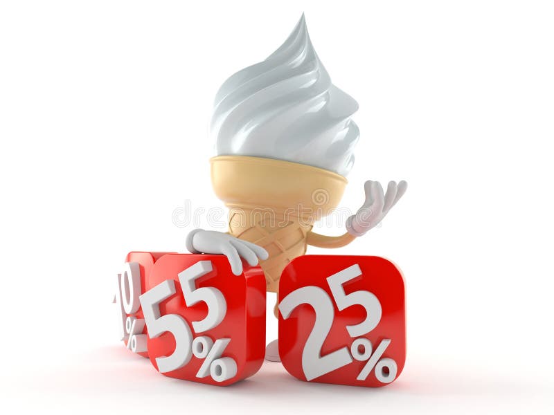 Roomijskarakter met percentenaantallen stock illustratie Roomijskarakter met percentenaantallen stock illustratie