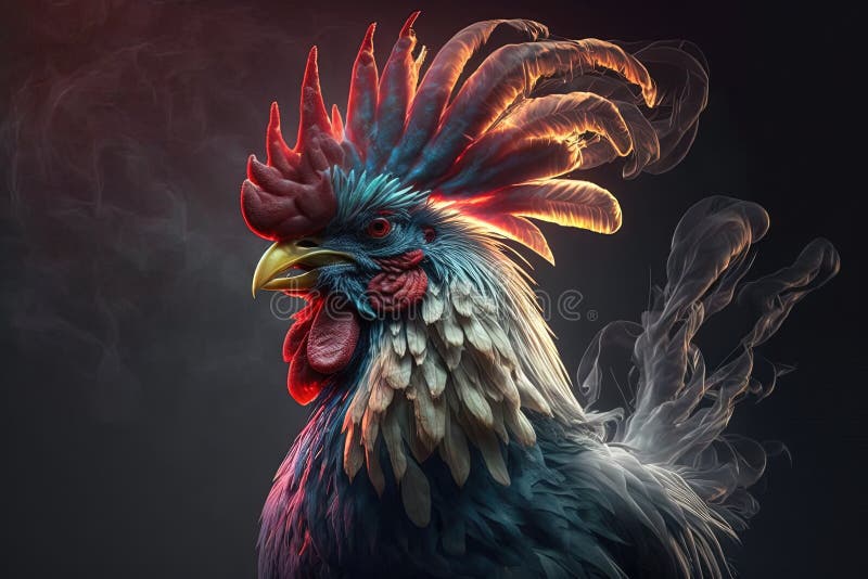 Rooster chicken Animal smoking ganja weed illustration generative ai